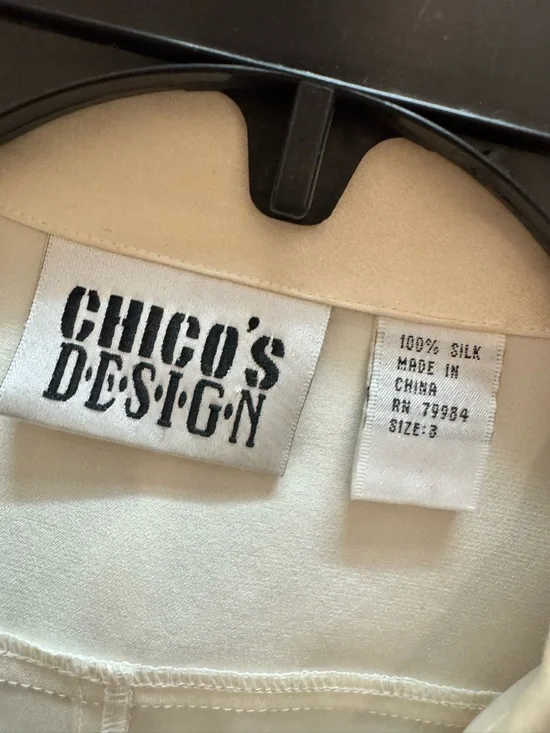 Chico's Cream 100% Silk Button-Up Top - Picture 2 of 6